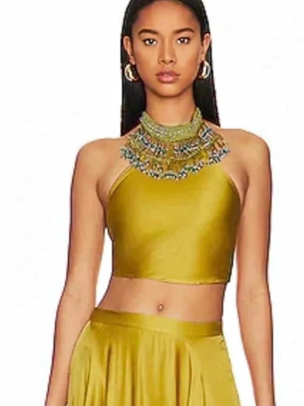 My Beachy Side x Emily in Paris Begonia Green Halter Crop Top - Size M
